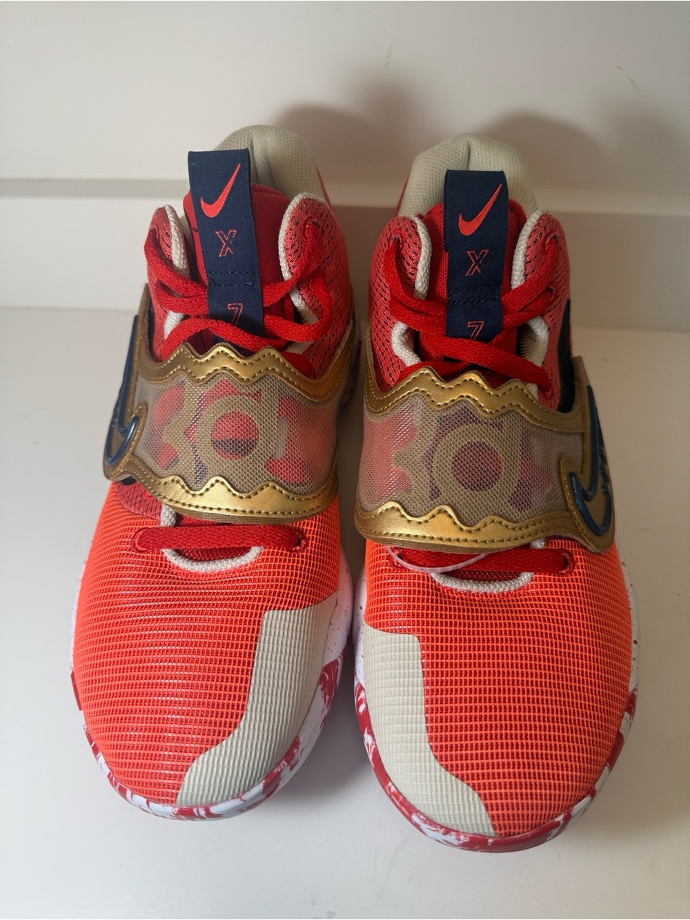Nike KD Trey 5X University Red and Metallic Gold Basketball Shoes - Size 9